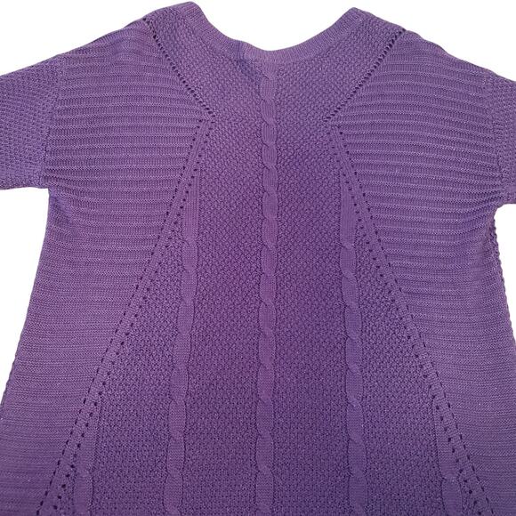 Torrid Lurex Pointell Wool Metallic Purple Cable Knit Tunic Sweater 2XL 18/20 - Picture 8 of 13